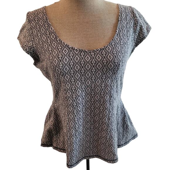 Anthropologie Postmark Diamond Print Peplum Blouse Size M - Picture 1 of 5